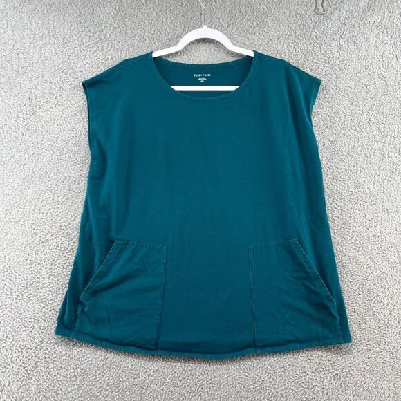 Eileen Fisher Traceable Organic Cotton Jersey Jewel Neck Top Medium M - Picture 2 of 10